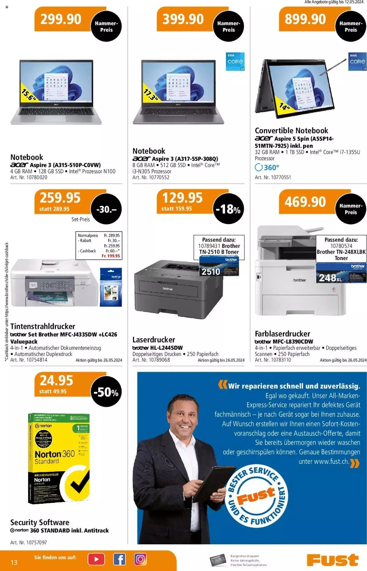 Fust Aktionen von 29. April bis 26. Mai 2024 - Prospekt seite  13