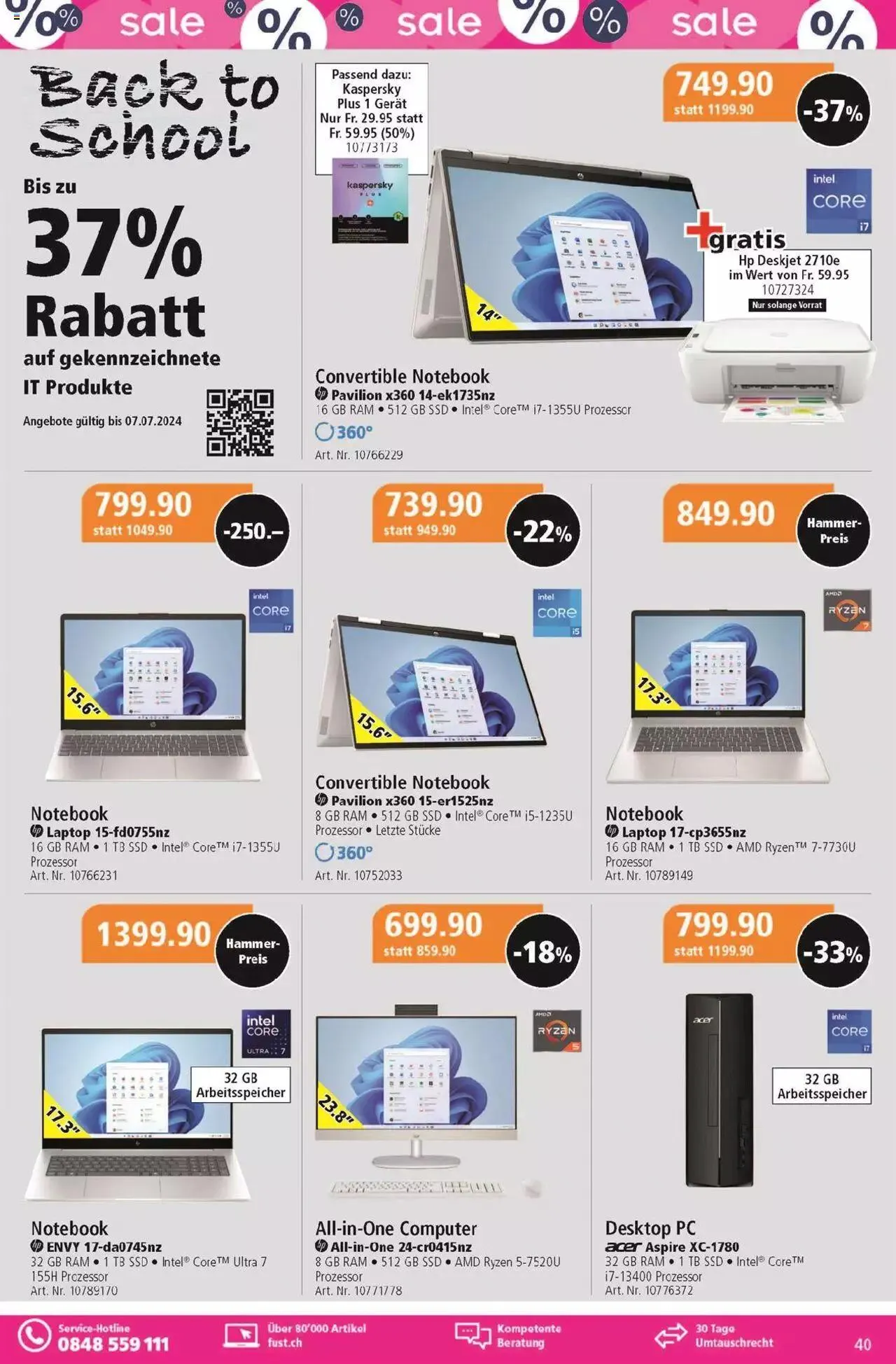 Fust Aktionen von 25. Juni bis 28. Juli 2024 - Prospekt seite 40