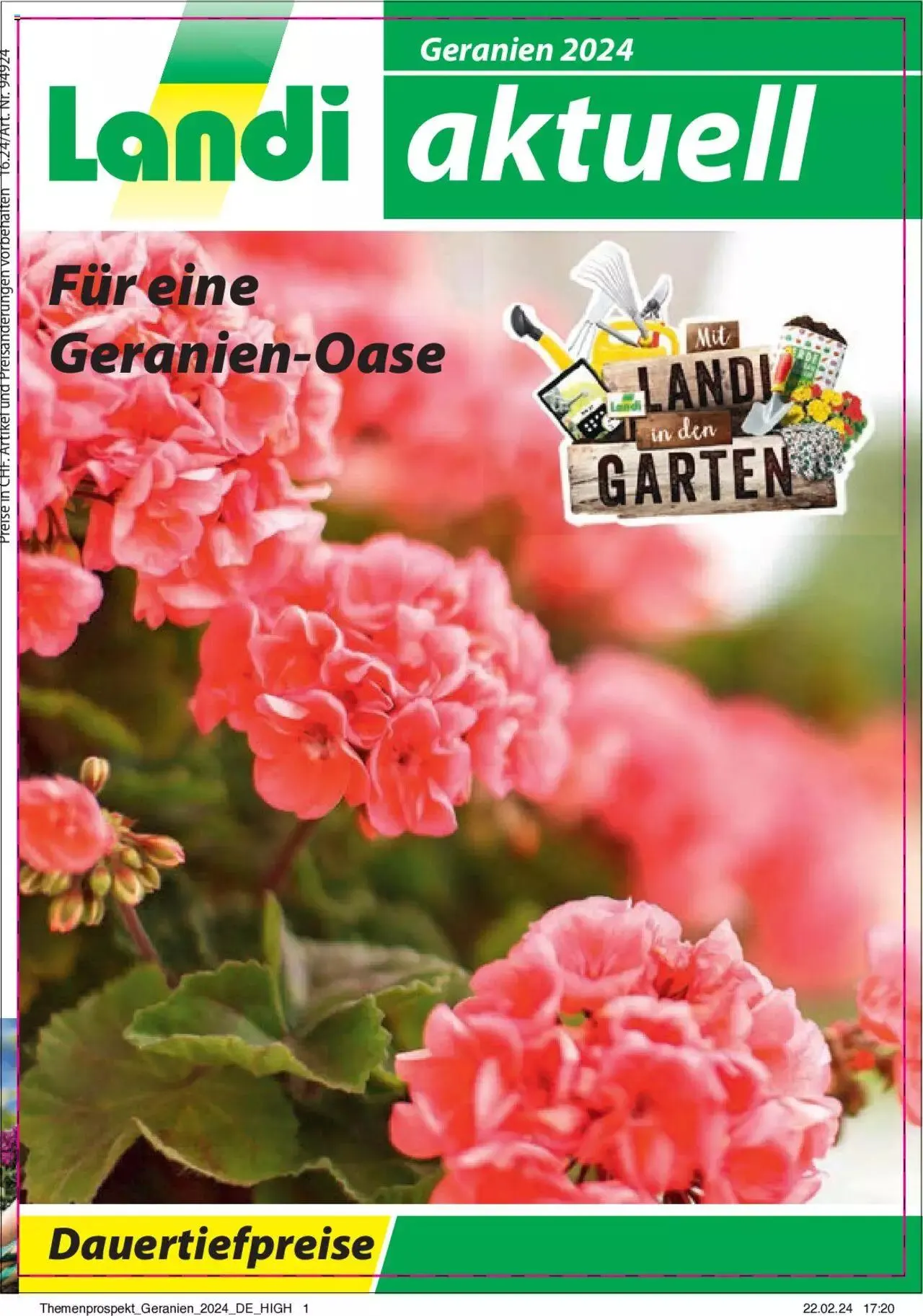 Landi Aktionen Geranien von 9. April bis 31. Dezember 2024 - Prospekt seite  1