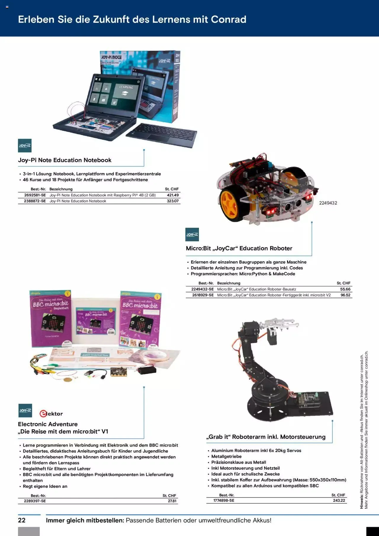 Conrad Automation und Robotik von 18. Juli bis 31. Dezember 2023 - Prospekt seite 22