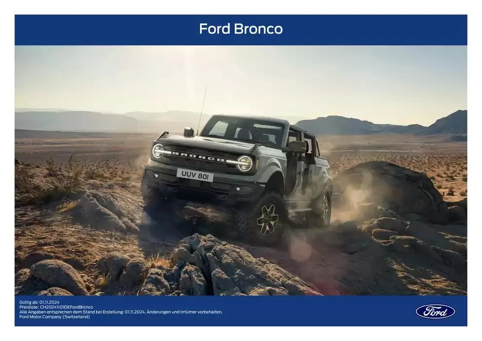 FORD BRONCO Preisliste von 2. November bis 2. November 2025 - Prospekt seite  1