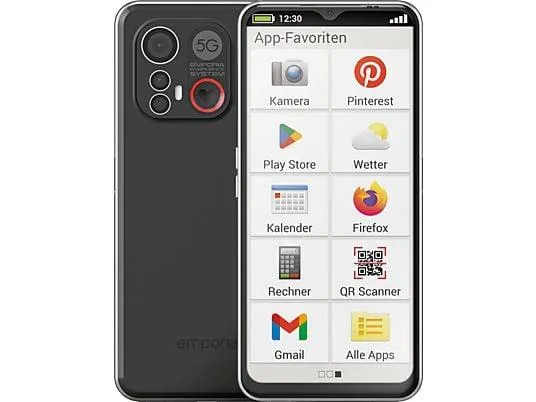 EMPORIA SMART.6 - Smartphone (6.58 ", 128 GB, Schwarz/Silber)
