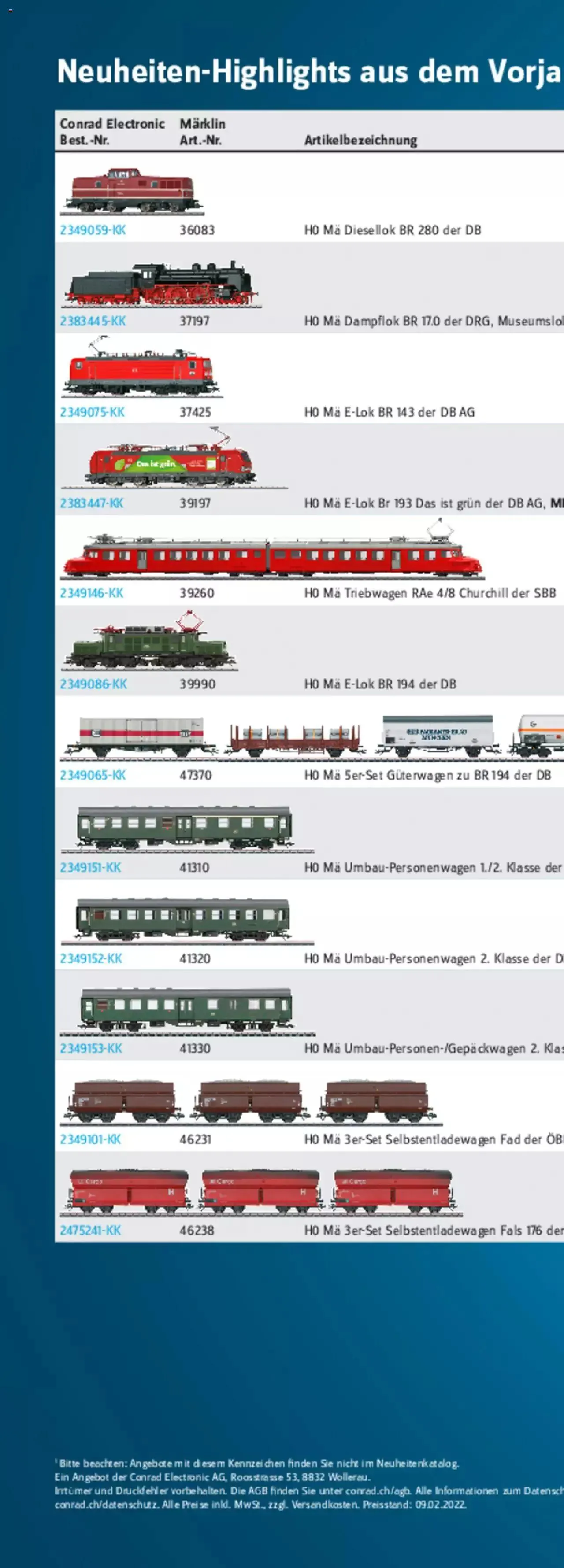 Conrad - Märklin Neuheiten 2022 von 28. März bis 31. Dezember 2023 - Prospekt seite  297