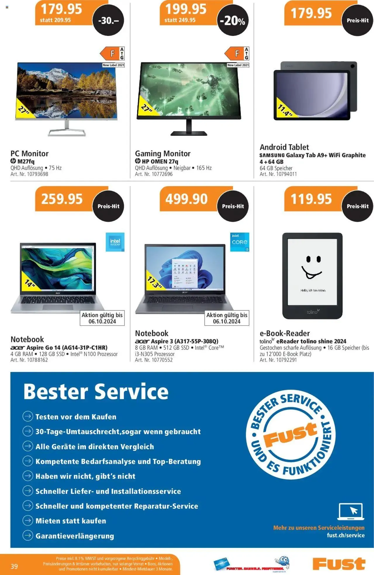 Fust Aktionen von 24. September bis 26. Oktober 2025 - Prospekt seite 39