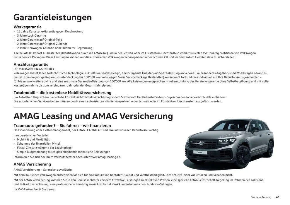Der Neue Touareg von 16. Januar bis 31. Dezember 2024 - Prospekt seite  45