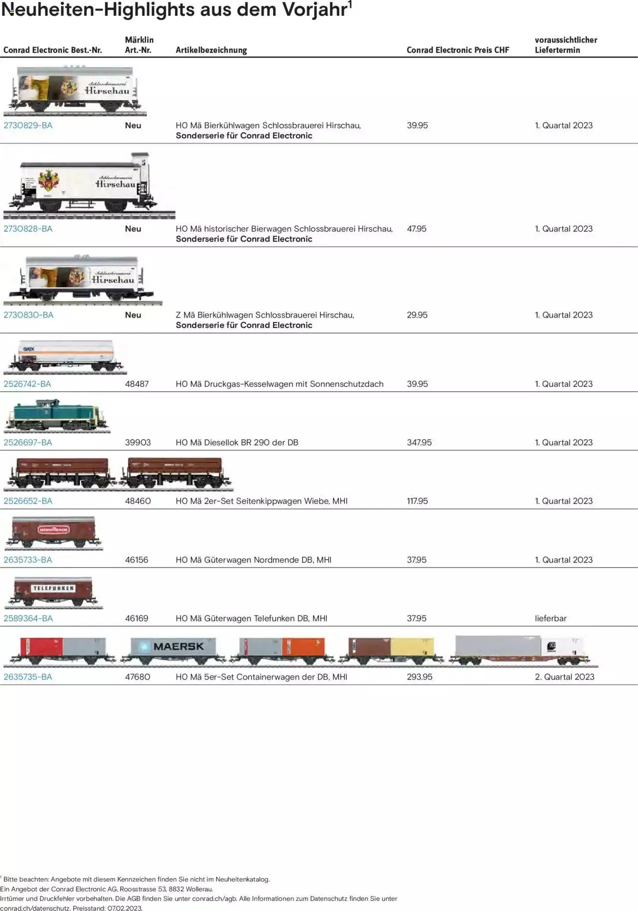 Conrad Märklin Neuheiten 2023 von 13. März bis 31. Dezember 2023 - Prospekt seite  165