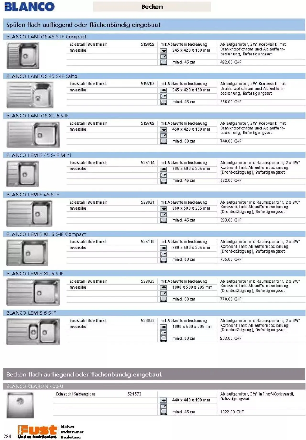Fust Küchen- und Badezimmerprospekt von 4. März bis 31. Dezember 2024 - Prospekt seite  284