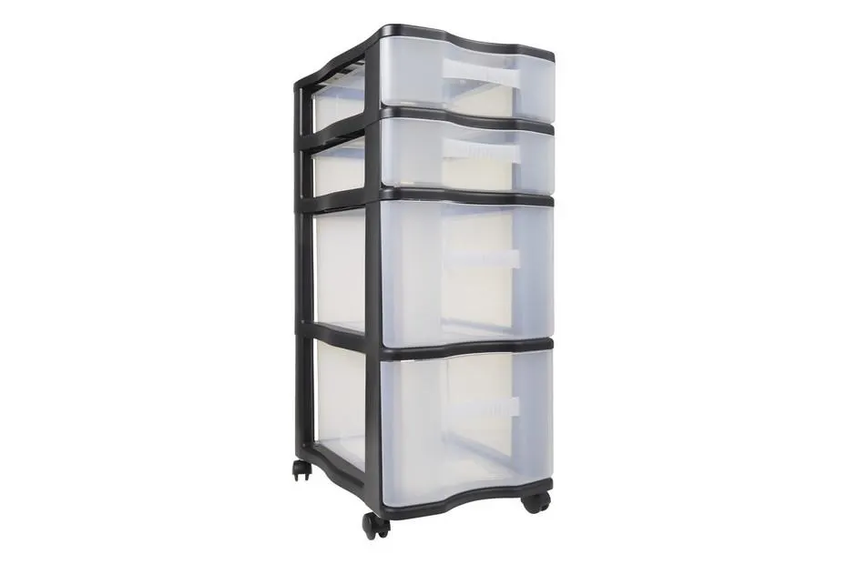 Rotho Schubladenturm Quadrix Schwarz | 70 × 29 × 40 cm