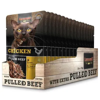 Leonardo Nassfutter Huhn & pulled Beef 16x70g