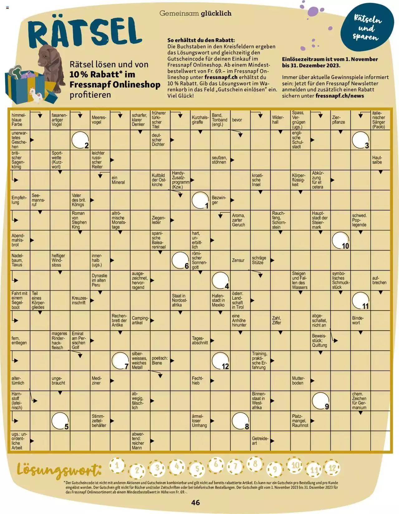 Fressnapf Aktionen von 1. November bis 31. Dezember 2023 - Prospekt seite  46