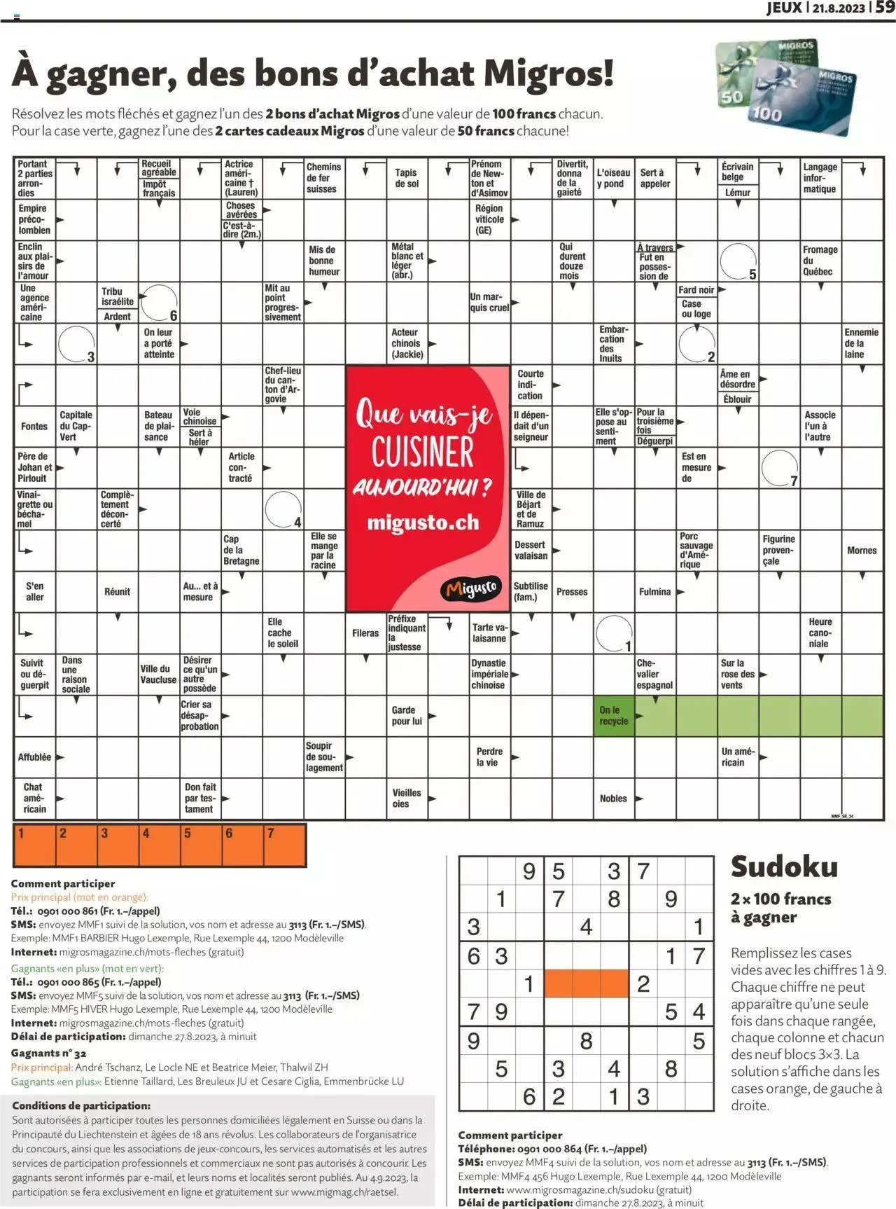 Migros - Magazin FR von 21. August bis 31. Dezember 2023 - Prospekt seite 59