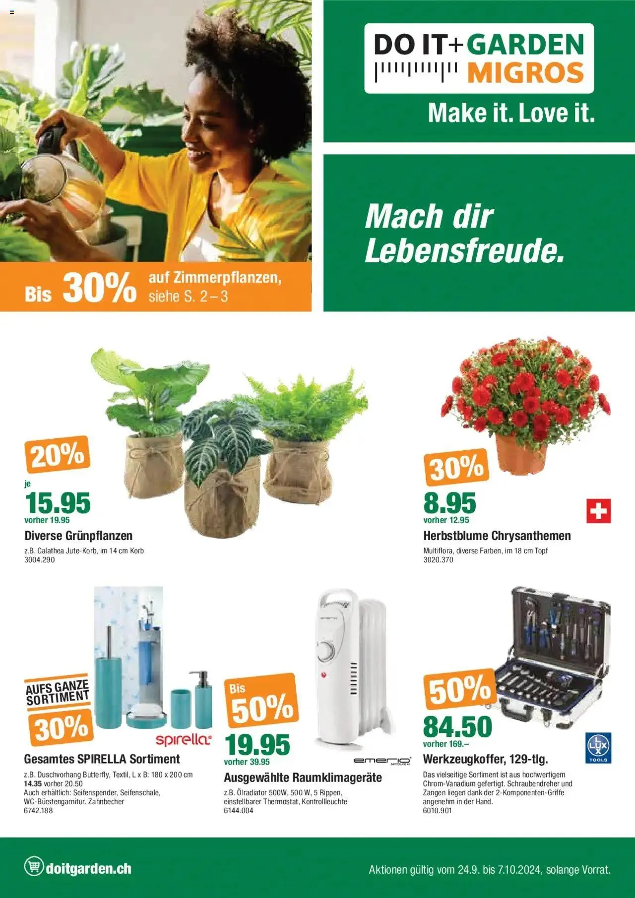 DO IT+GARDEN MIGROS Aktionen von 24. September bis 7. Oktober 2024 - Prospekt seite  1