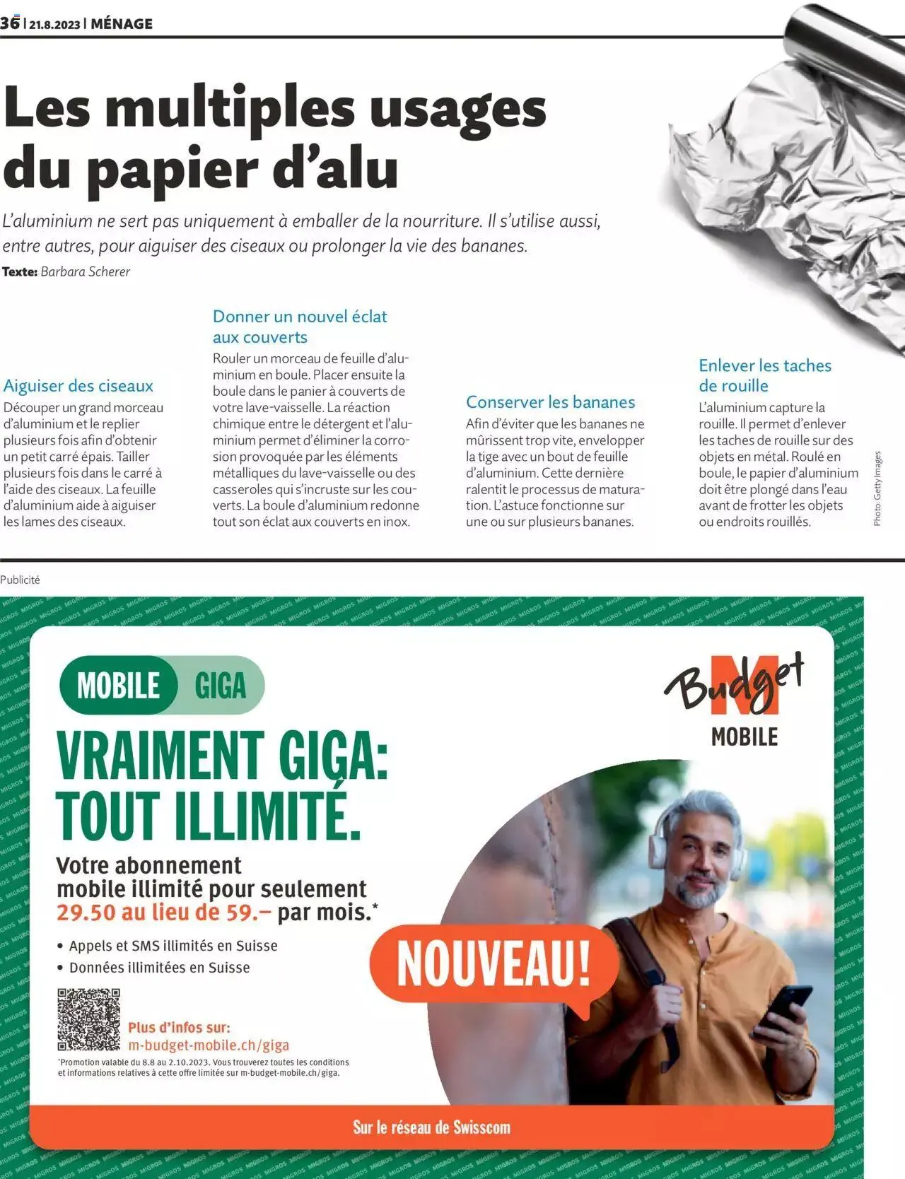 Migros - Magazin FR von 21. August bis 31. Dezember 2023 - Prospekt seite  36