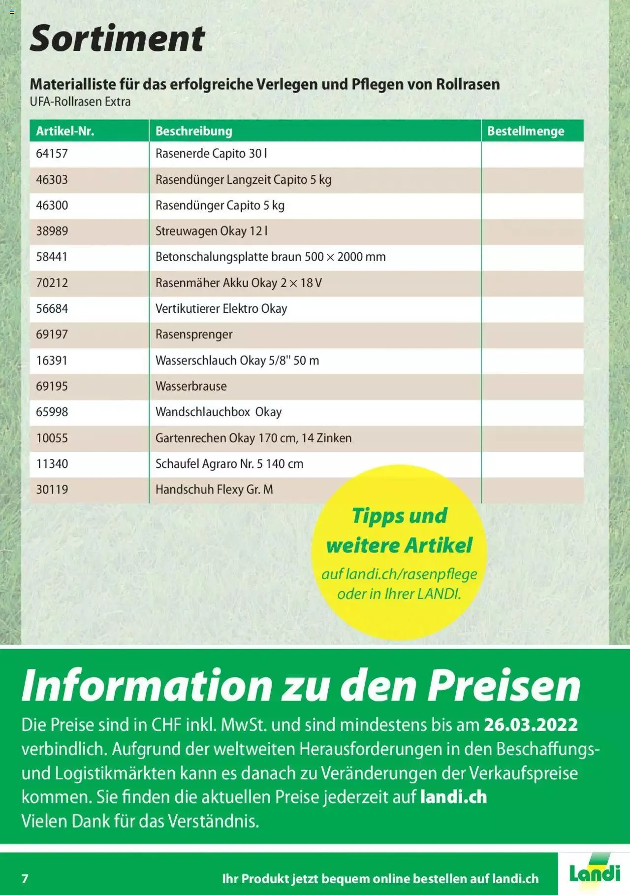 Landi - Rollrasen 2022 von 11. März bis 31. Dezember 2023 - Prospekt seite 7