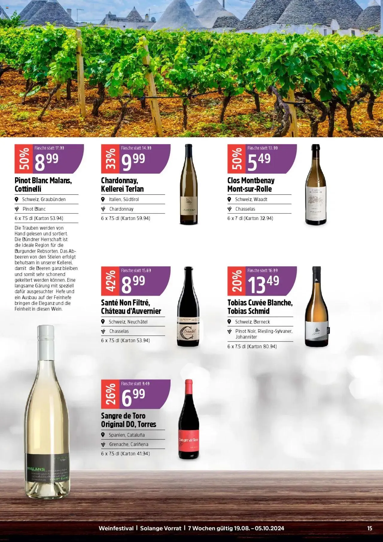 TopCC Aktionen Weinfestival von 19. August bis 5. Oktober 2024 - Prospekt seite  15