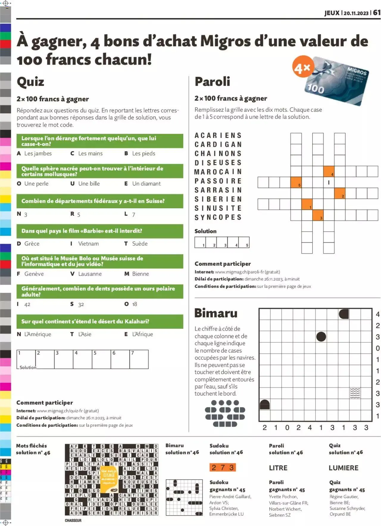 Migros Magazin FR von 20. November bis 31. Dezember 2023 - Prospekt seite 61
