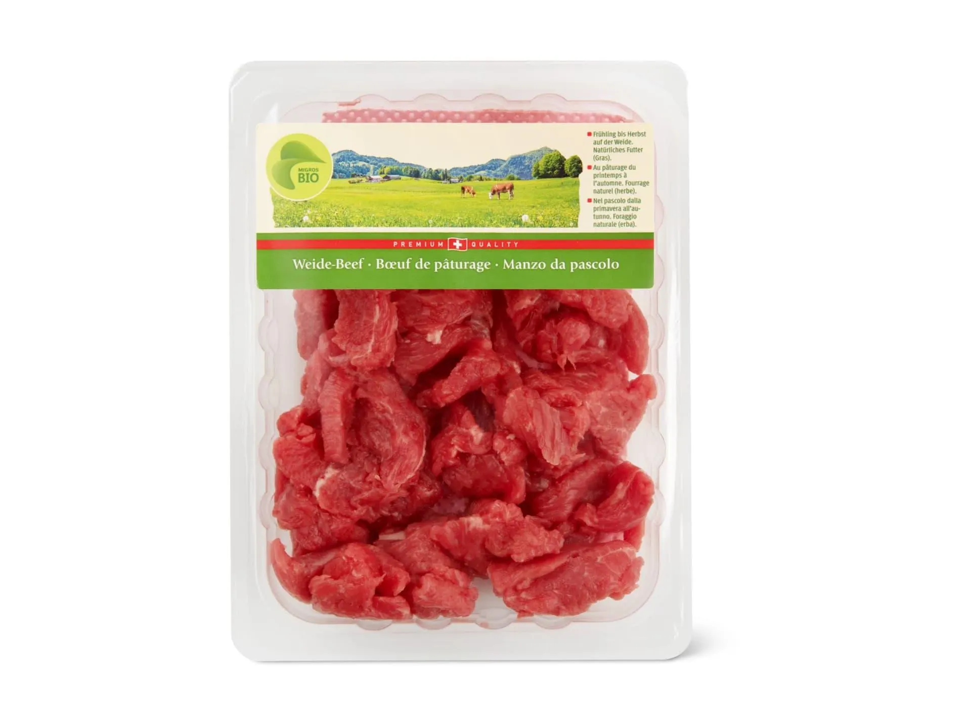 Migros Bio · Rindsgeschnetzeltes · Weide Beef