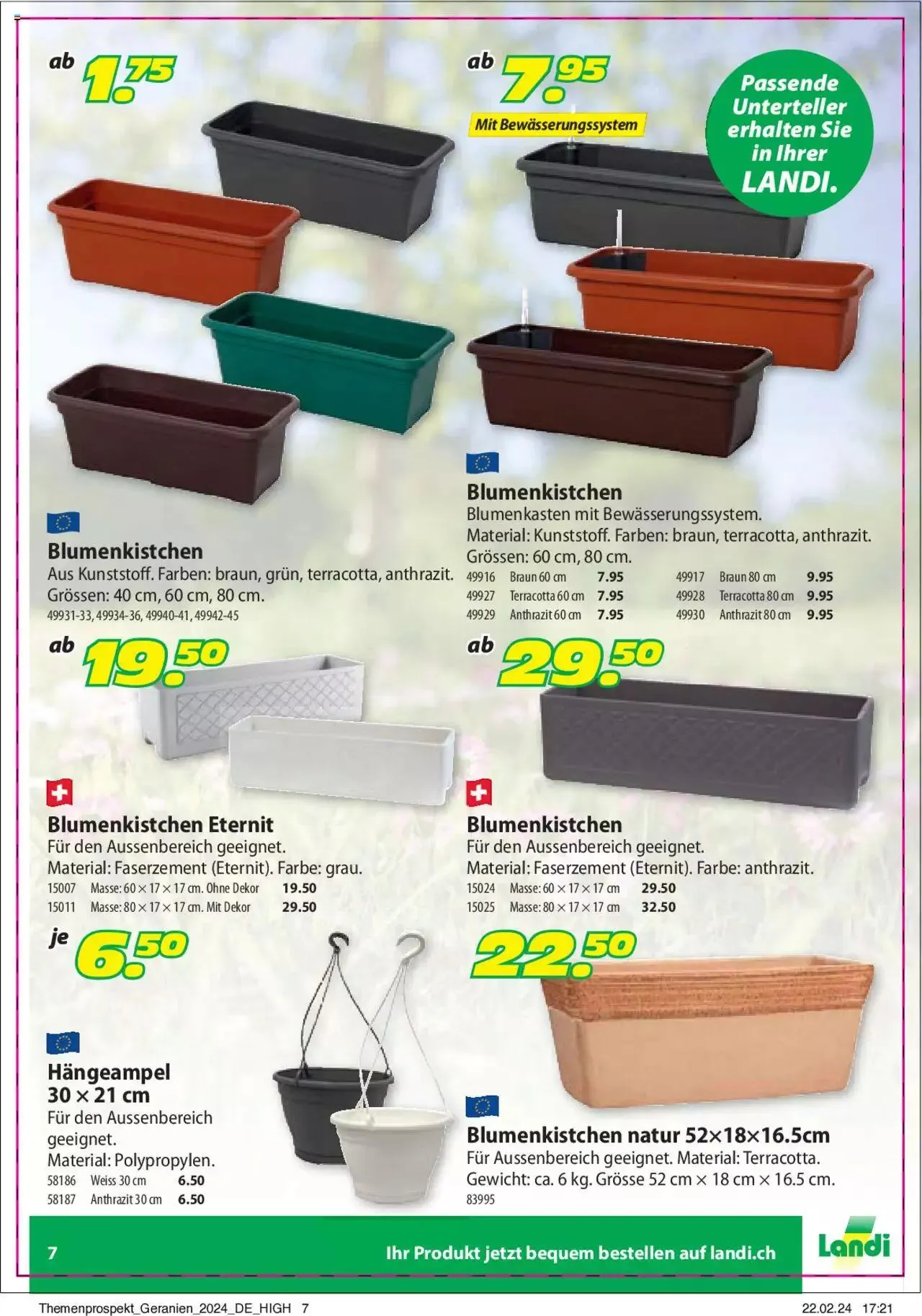 Landi Aktionen Geranien von 9. April bis 31. Dezember 2024 - Prospekt seite  7