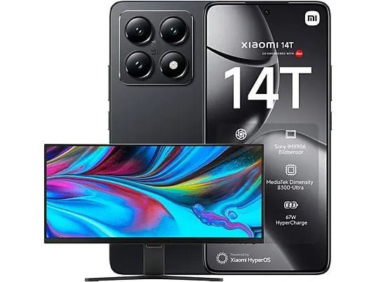 XIAOMI 14T + Curved Gaming Monitor 30" Launch Bundle 256 GB Titan Black Dual SIM
