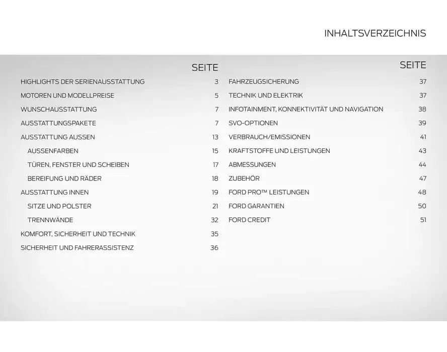 FORD TRANSIT COURIER Technische Daten Preisliste von 12. November bis 12. November 2025 - Prospekt seite 2