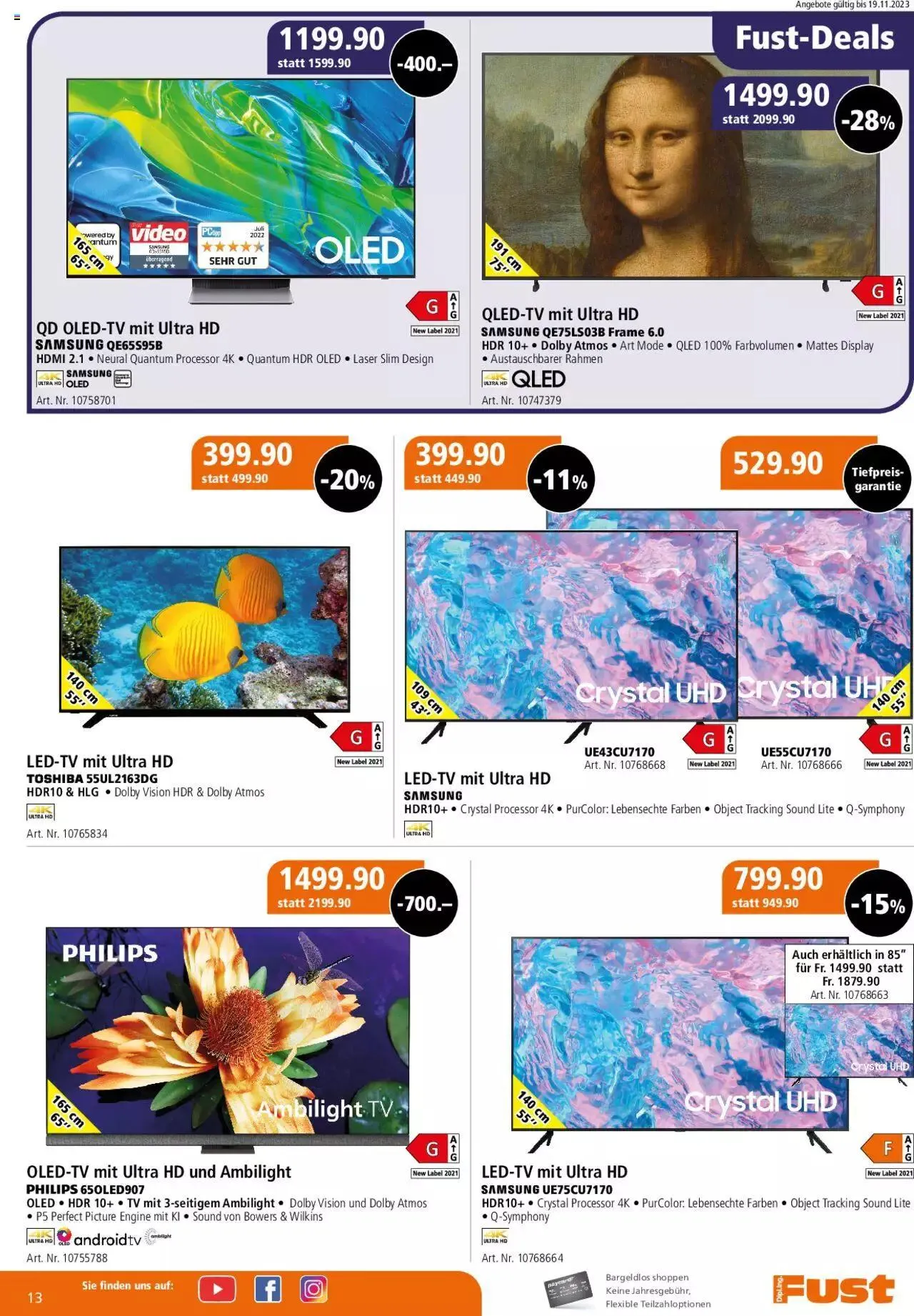 Fust Multimedia Post von 6. November bis 19. November 2023 - Prospekt seite 13