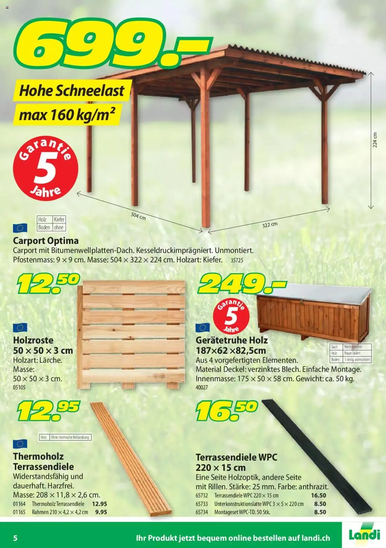 Landi - Gartenhäuser und Gartenholz 2022 von 30. März bis 31. Dezember 2023 - Prospekt seite  5