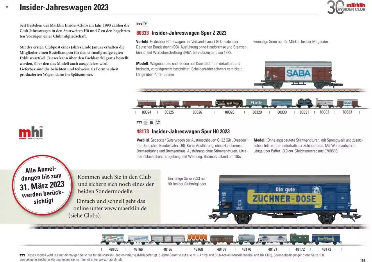 Conrad Märklin Neuheiten 2023 von 13. März bis 31. Dezember 2023 - Prospekt seite  161