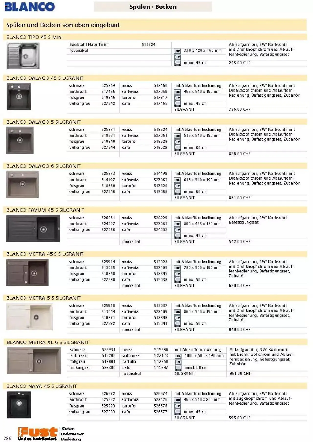 Fust Küchen- und Badezimmerprospekt von 4. März bis 31. Dezember 2024 - Prospekt seite  286