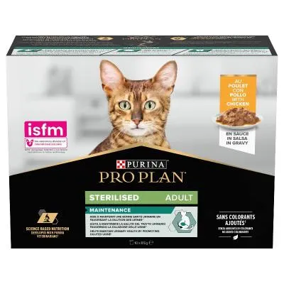 ProPlan Katzenfutter Adult Sterilised Maintenance Huhn in Sauce 10x85g