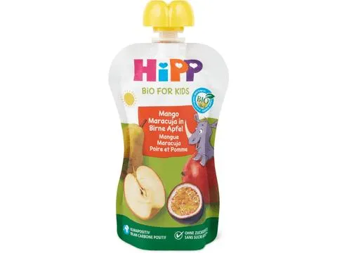 HiPP Bio Hippis · Quetschbeutel für Babys Mango-Maracuja in Birne-Apfel · Ab 12 Monaten
