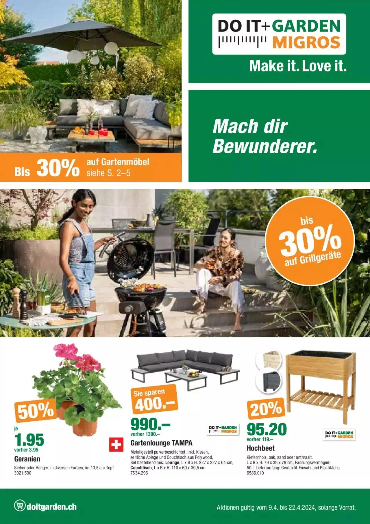 DO IT+GARDEN MIGROS Aktionen von 9. April bis 22. April 2024 - Prospekt seite  