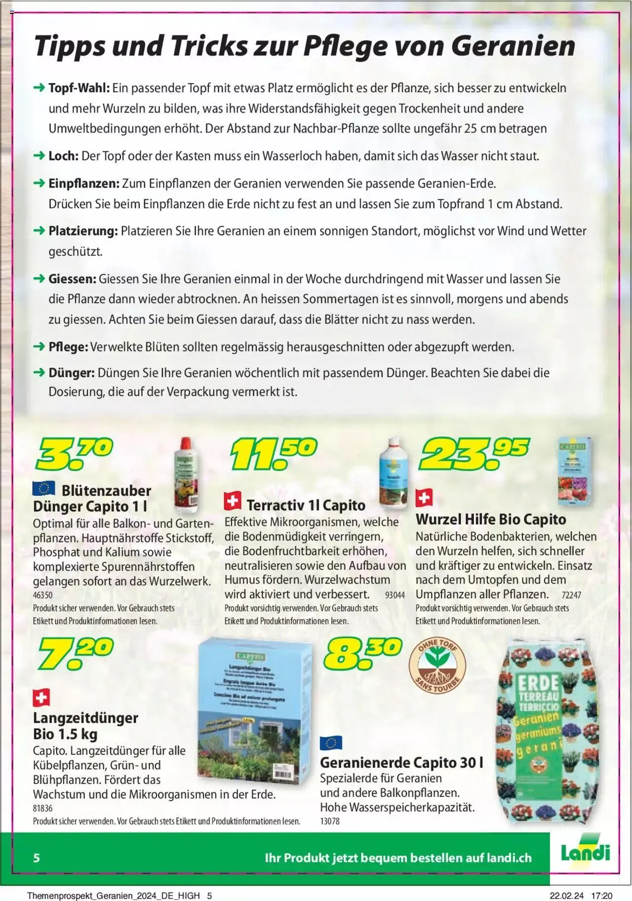 Landi Aktionen Geranien von 9. April bis 31. Dezember 2024 - Prospekt seite  5