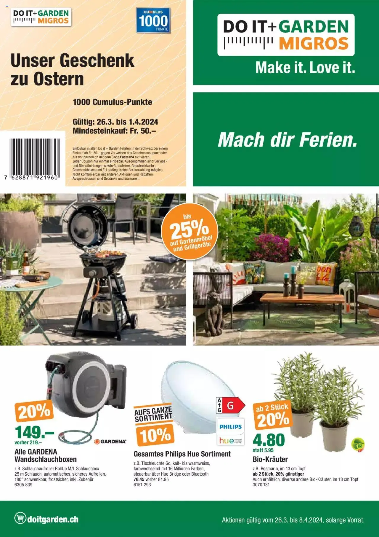 DO IT+GARDEN MIGROS Aktionen von 26. März bis 8. April 2024 - Prospekt seite  
