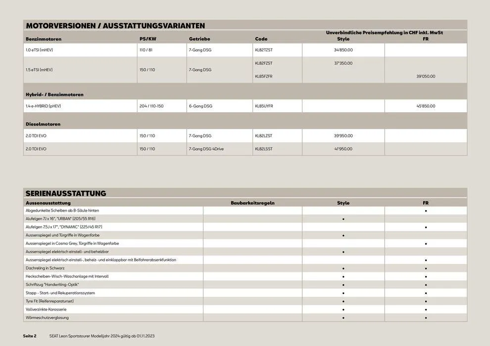 SEAT Leon Sportstourer von 10. November bis 31. Dezember 2024 - Prospekt seite  2