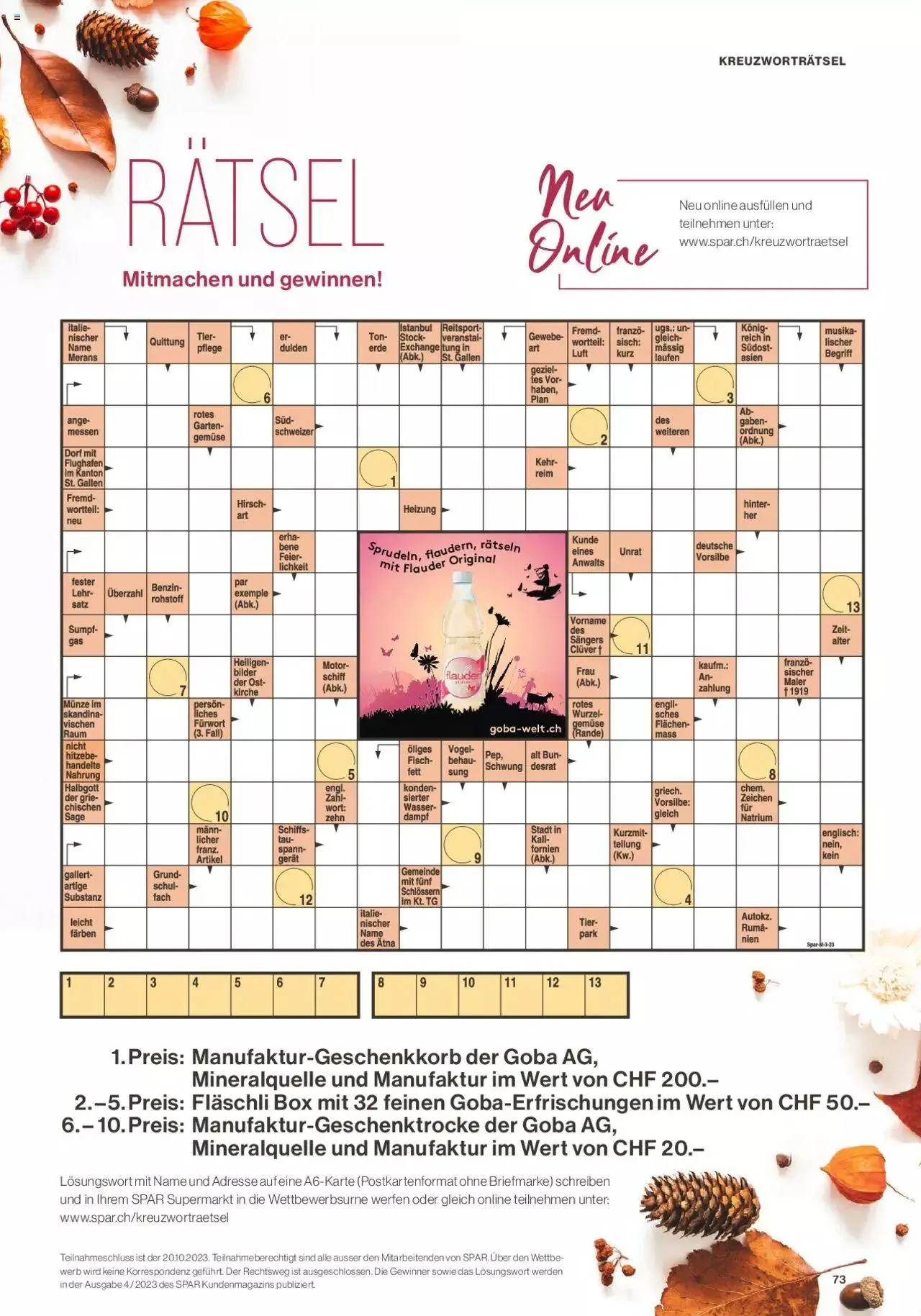 SPAR Kundenmagazin von 22. September bis 31. Dezember 2023 - Prospekt seite 73