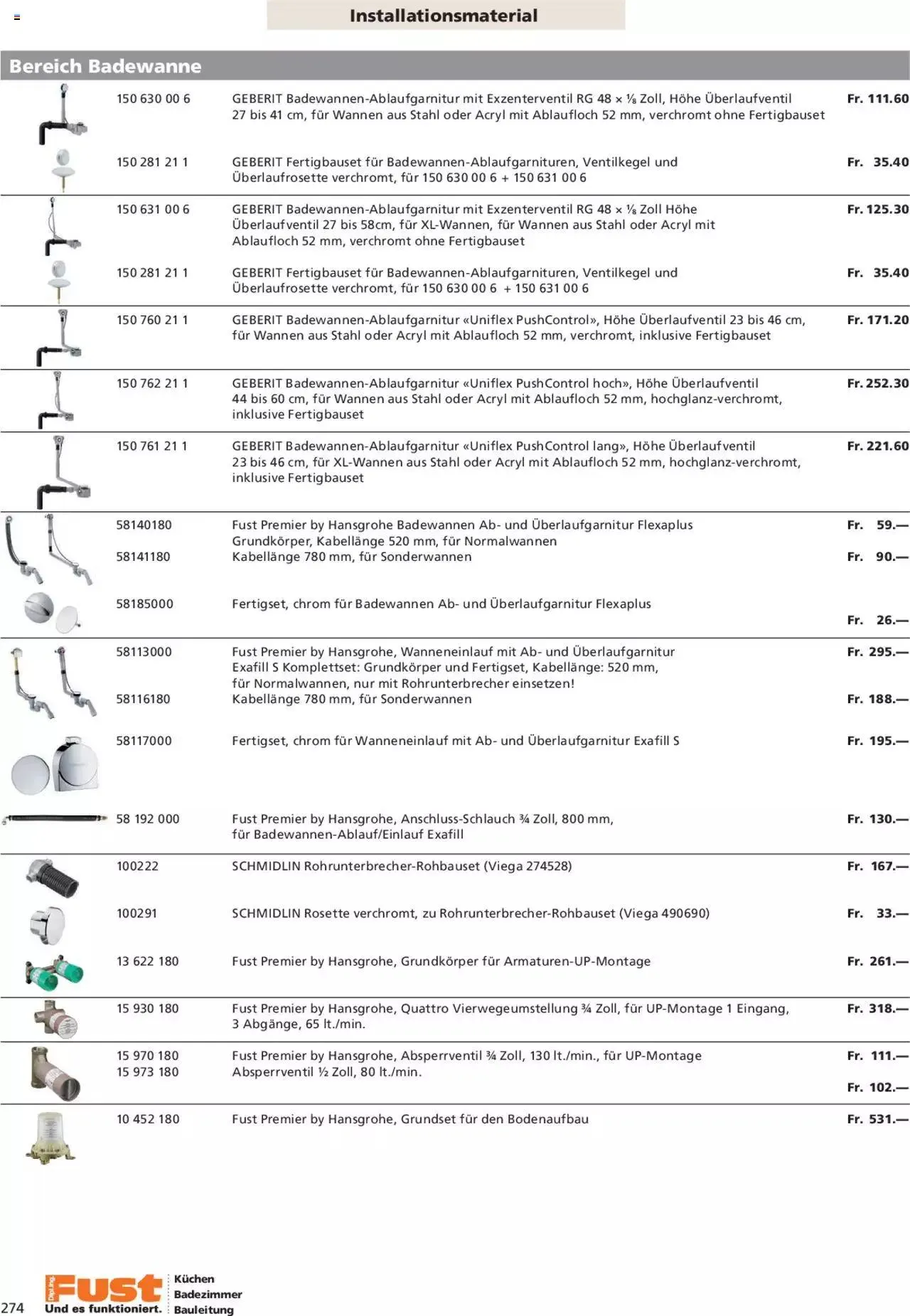 Fust Aktionen Badezimmermagazin von 17. April bis 31. Dezember 2024 - Prospekt seite  274