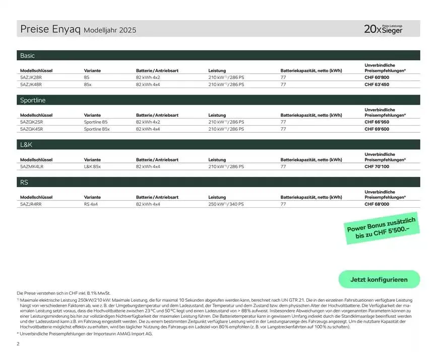 Preisliste Enyaq von 24. Oktober bis 7. November 2024 - Prospekt seite  2