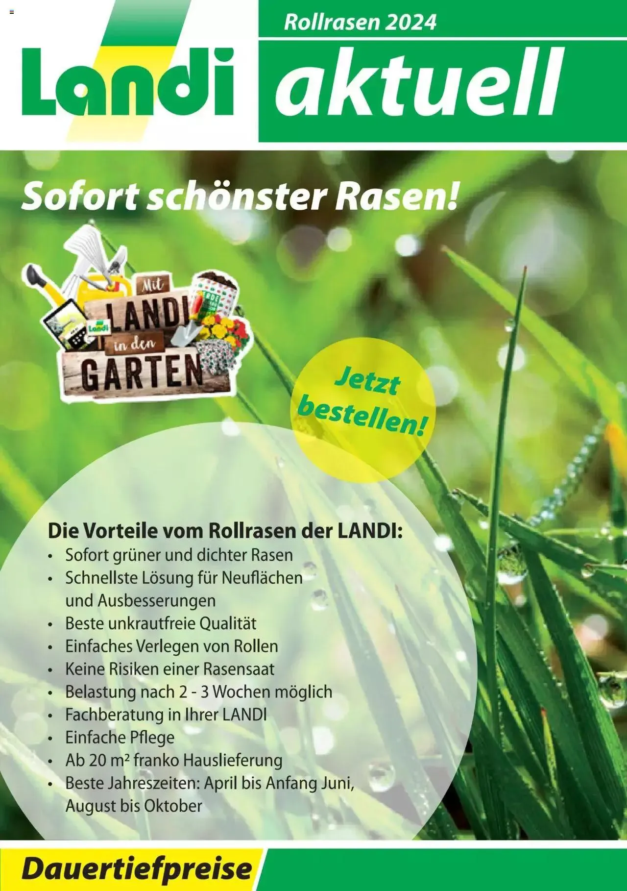 Landi Aktionen Rollrasen 2024 von 8. März bis 31. Dezember 2024 - Prospekt seite  1