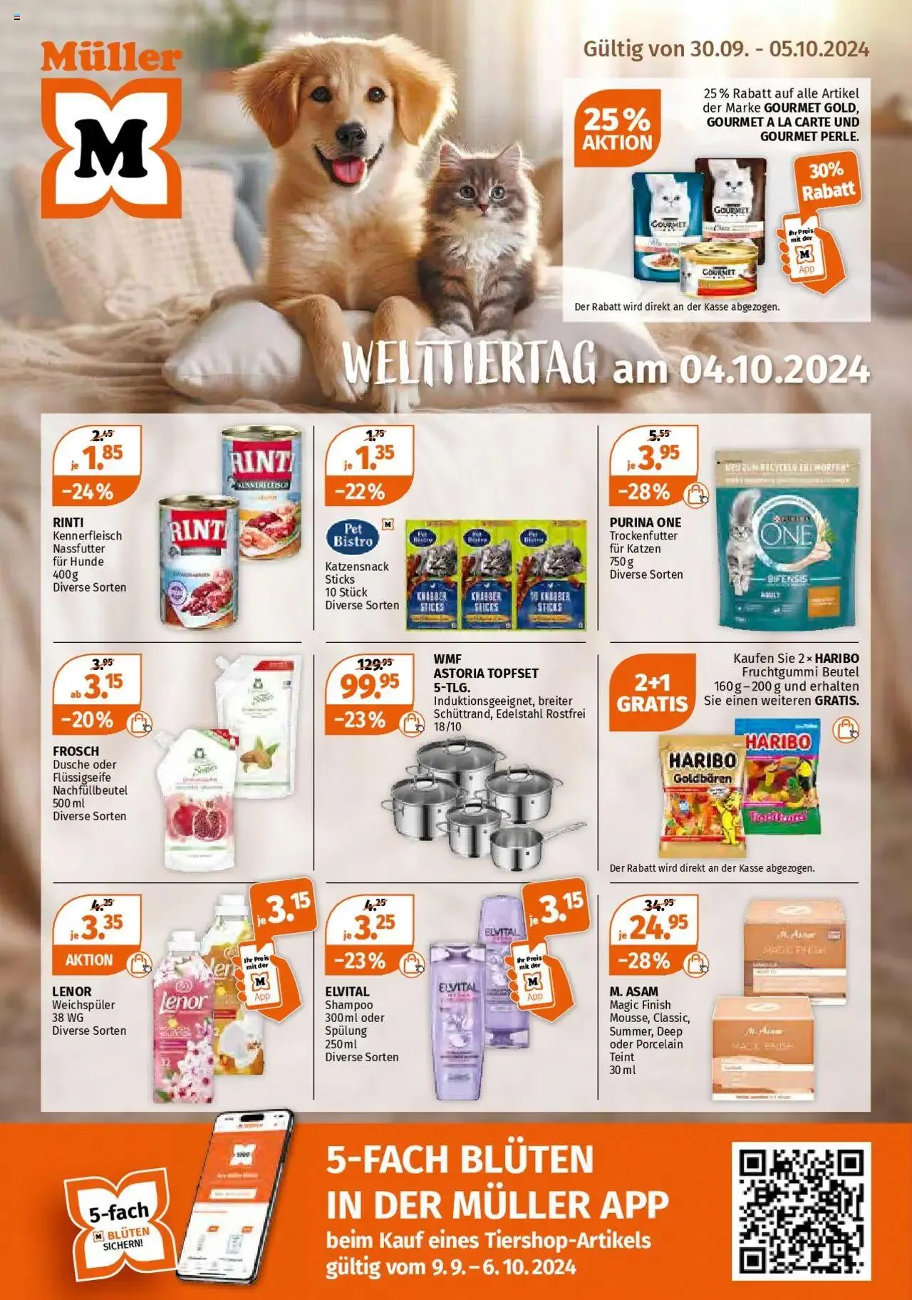 Müller Aktionen Welttiertag von 30. September bis 5. Oktober 2024 - Prospekt seite  1