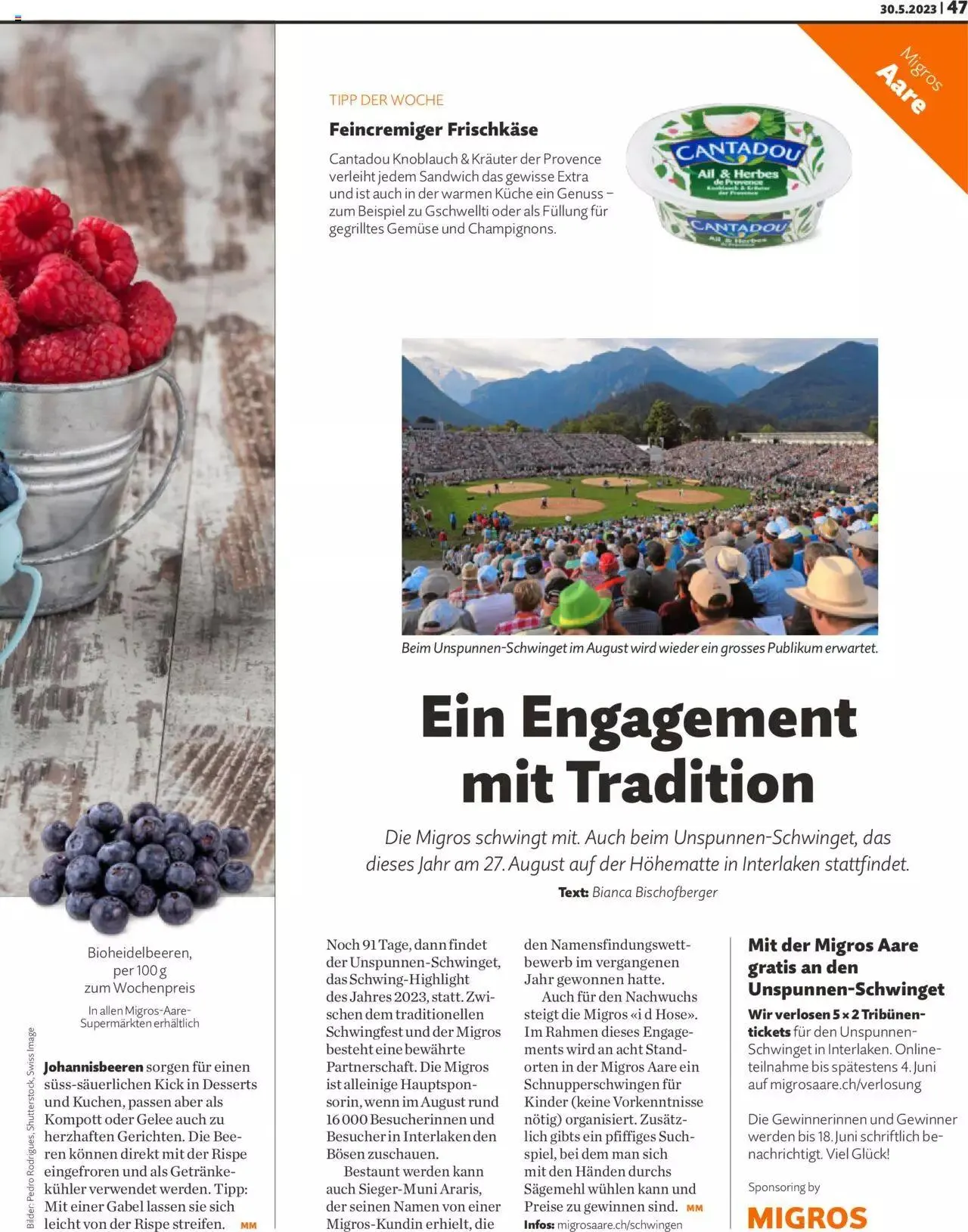 Migros Magazin von 30. Mai bis 31. Dezember 2023 - Prospekt seite 47