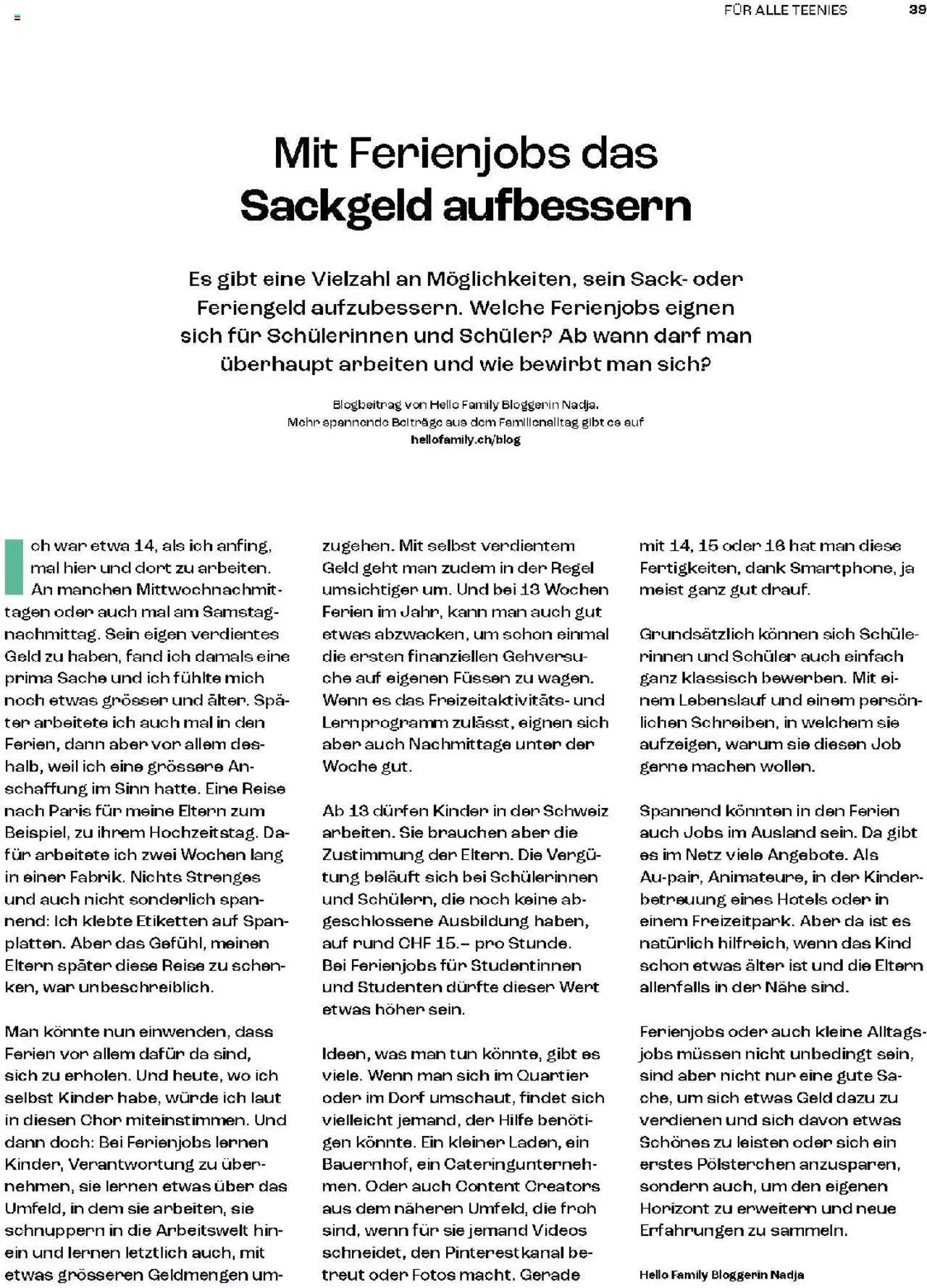 Coop Magazin Familien von 18. Juni bis 31. Dezember 2024 - Prospekt seite  39