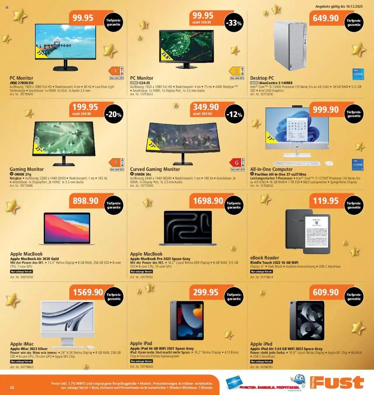 Fust Aktionen von 4. Dezember bis 10. Dezember 2023 - Prospekt seite 23