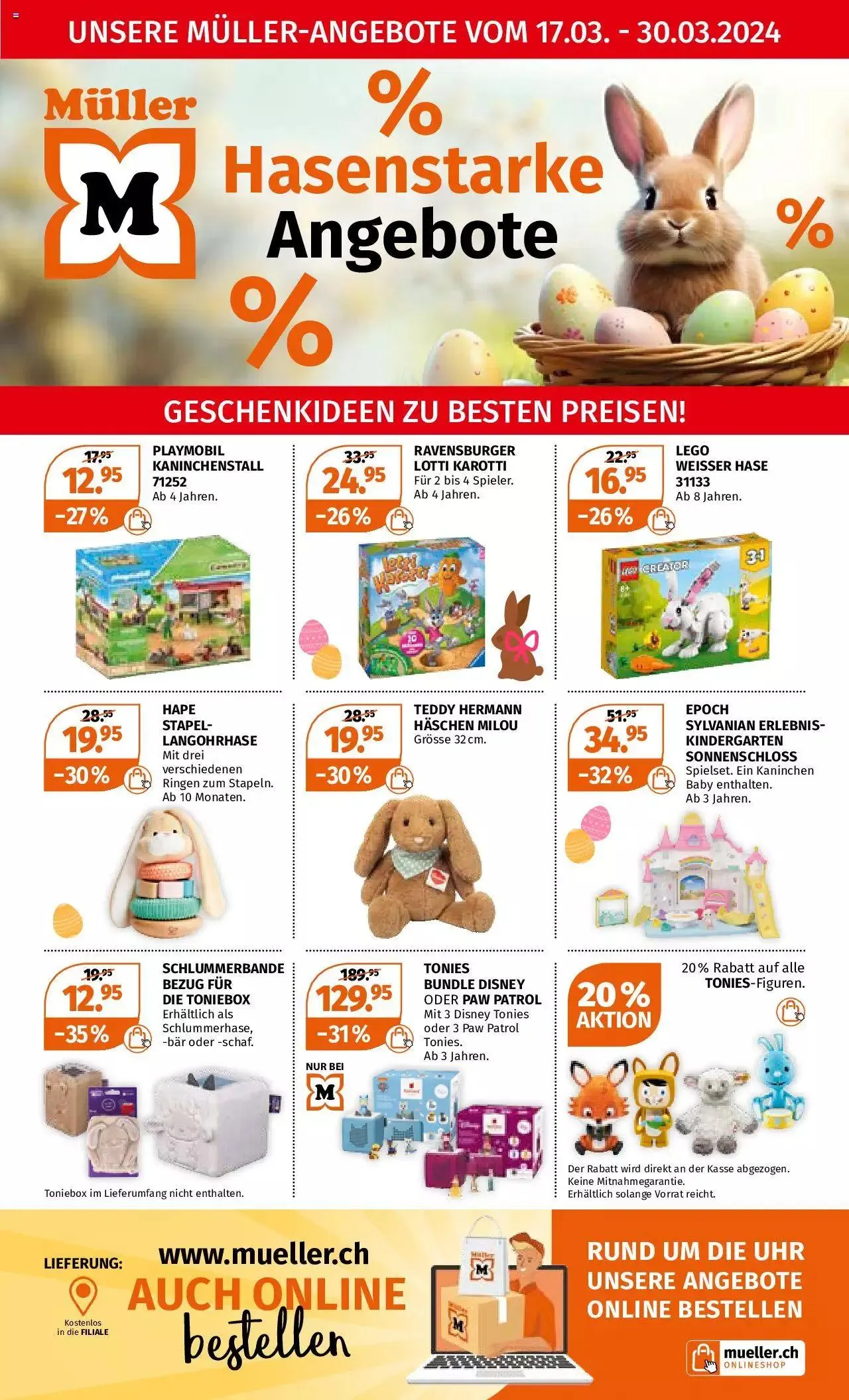 Müller Aktionen Osterhighlights von 17. März bis 30. März 2024 - Prospekt seite  