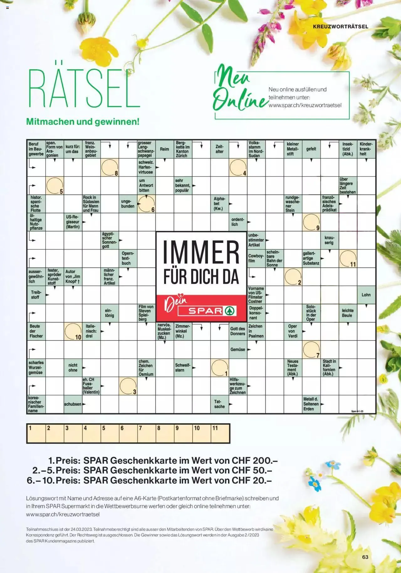 SPAR Kundenmagazin von 2. März bis 31. Dezember 2023 - Prospekt seite 63