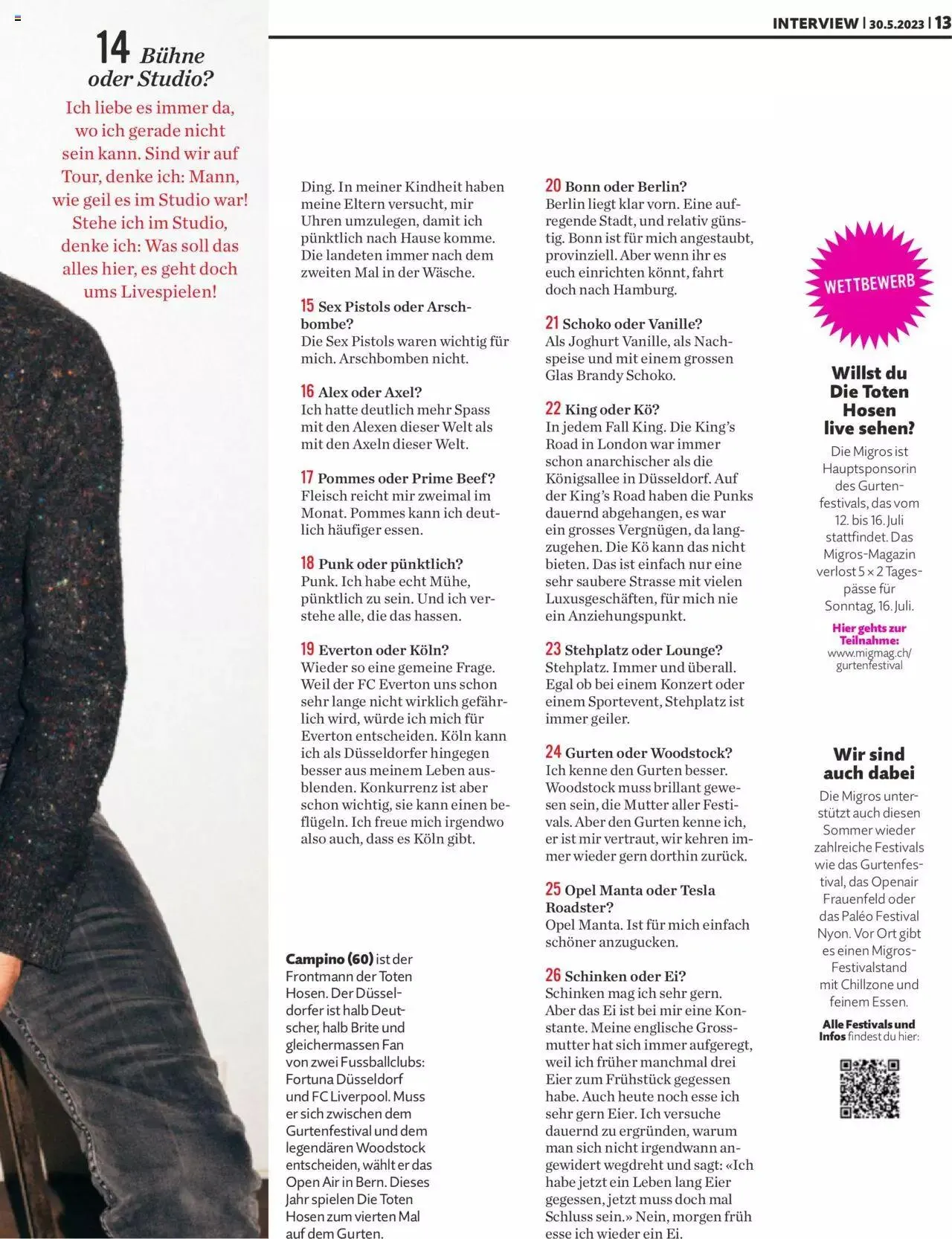 Migros Magazin von 30. Mai bis 31. Dezember 2023 - Prospekt seite  13