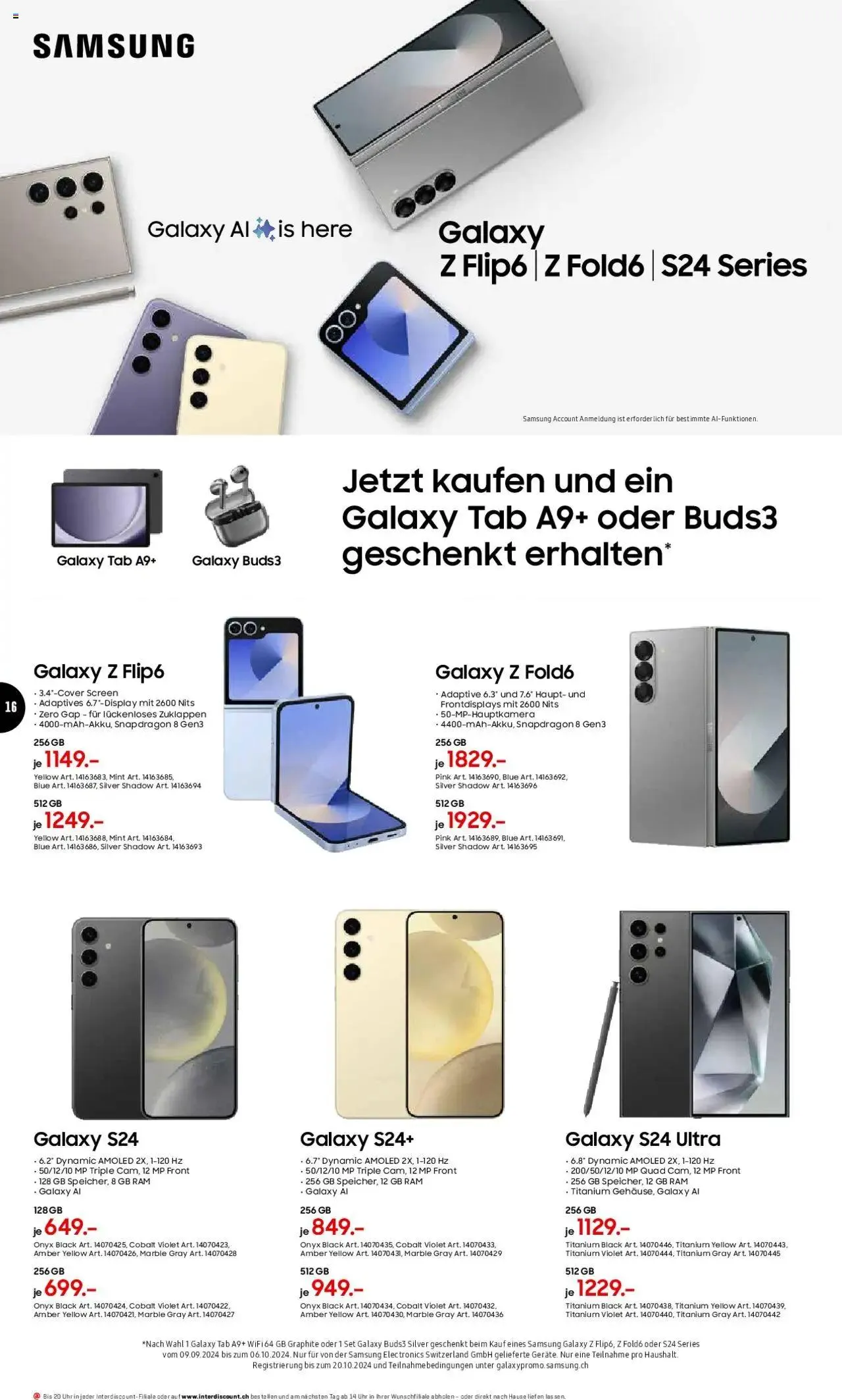 Interdiscount Mobile Prospekt von 9. September bis 22. September 2024 - Prospekt seite  16