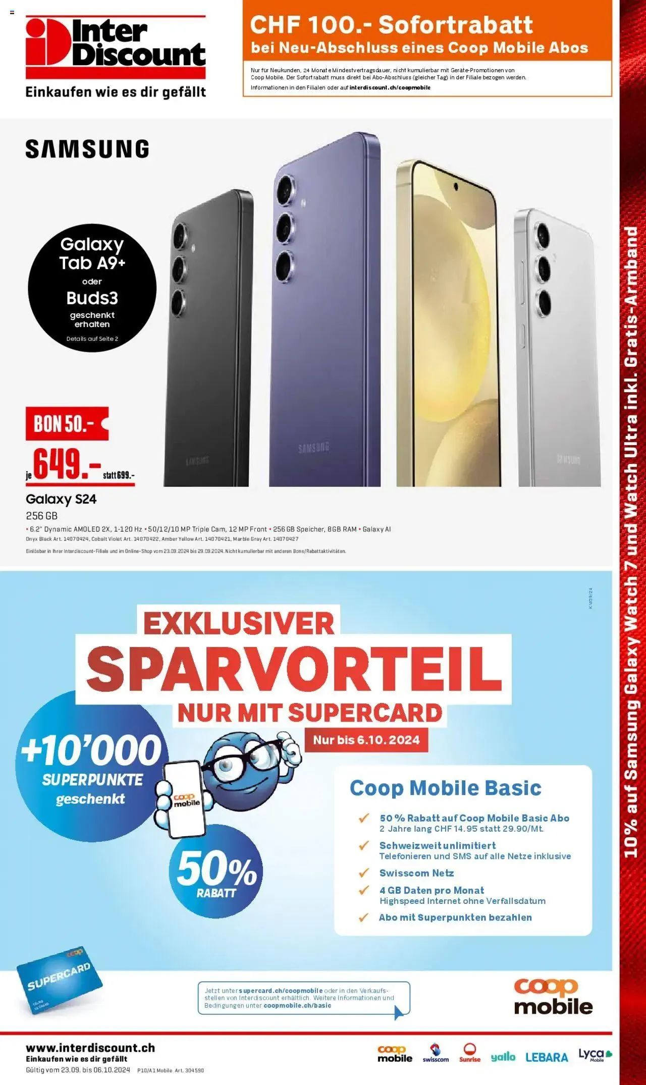 Interdiscount Mobile Prospekt von 23. September bis 6. Oktober 2024 - Prospekt seite  1