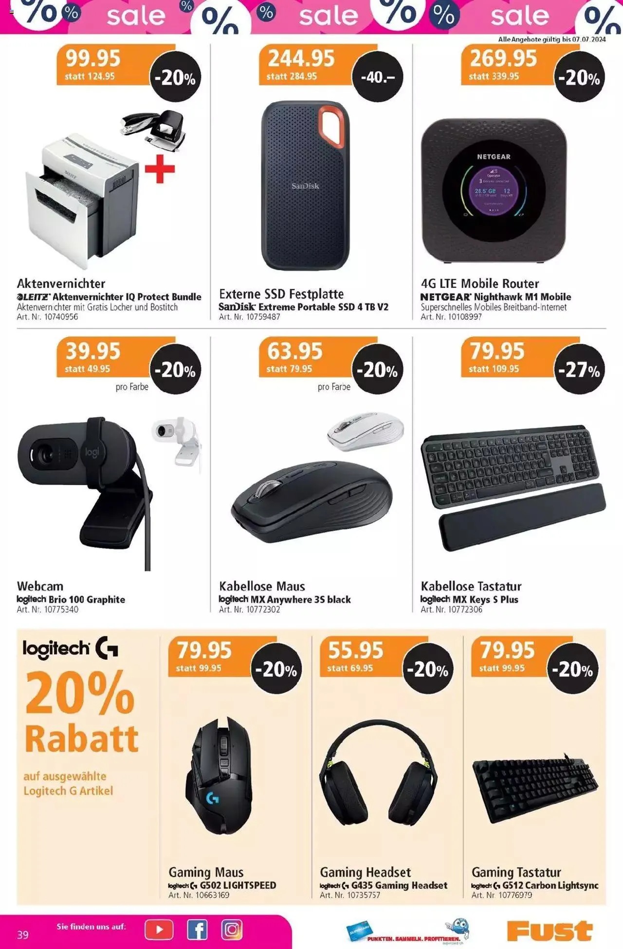 Fust Aktionen von 25. Juni bis 28. Juli 2024 - Prospekt seite 39
