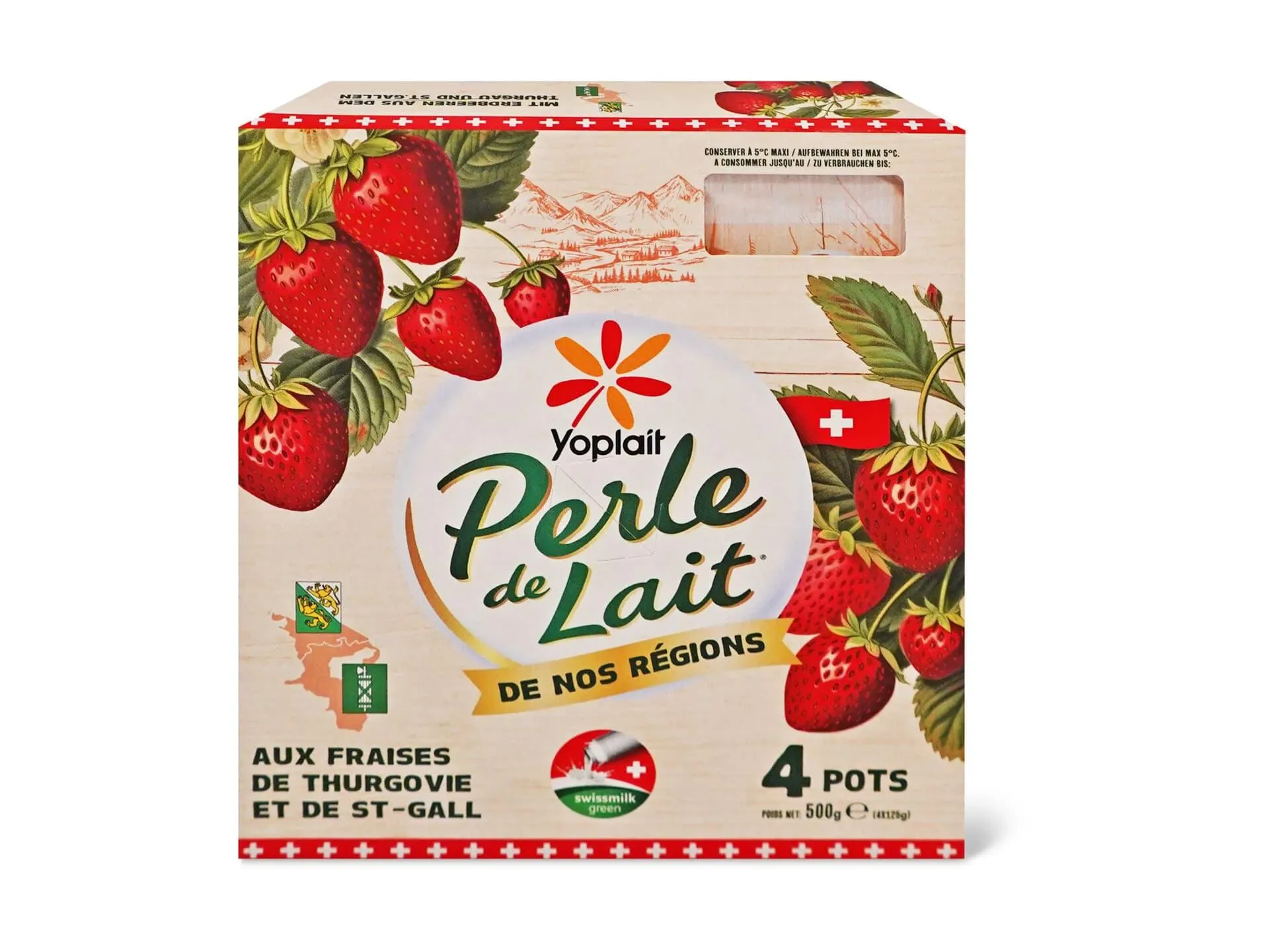 Yoplait Perle de Lait · Milchspezialität mit Bifidus · Erdbeeren