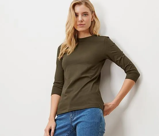Shirt mit 3/4-Arm, khaki